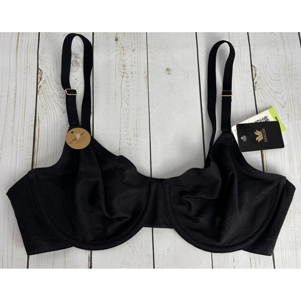 Wacoal Ultimate Lift Unlined Underwire Bra Black Lace 851388 38B NWT B015